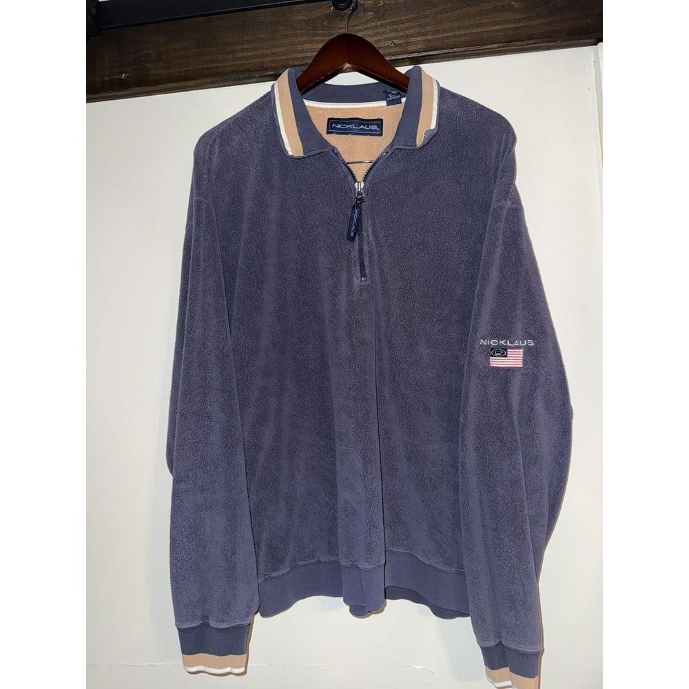 VTG Nicklaus Men's XL Fleece Sweatshirt Pullover Quarter Zip American Flag